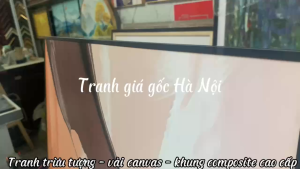 Tranh trừu tượng tone cam đen trắng khổ lớn treo sau sofa phòng khách đại sảnh chất vải canvas đã gồm khung và đinh treo