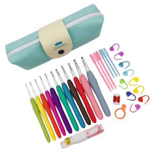 Sewing Tools Set Crochet Hooks Set with Case Colorful Crochet Hooks Kit Ergonomic Handle 11 Sizes for Mom Grandma Gifts