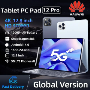 【รับประกัน 1 ป】2025ใหม่ Hauwei 12 Pro 12.8 นิ้ว แท็บเล็ต ของแท้ 4g/5G แท็บเล็ตโทรได้ Screen Dual Sim Tablet RAM16GB ROM1TB Full HD แท็บเล็ตราคาถูก เสียงคุณภาพสูง รับประกันสินค้า Andorid 14.0 แท็บเล็ตใส่ซิม ส่งฟรี 12000mAh แท็บเล็ตของแท้ แทบเล็ทราคาถูก
