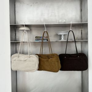 Retro French British Style PU Velvet Material Autumn New Style Baguette Bag Simple Underarm Small Square Womens Bag