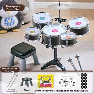 YISBRO | Starter Practice Drum Set for Kids with Rainbow Lights