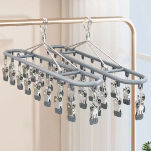 18/20 Clips Stainless Steel Sock Clip Space Saving Sock Drying Rack Windproof Non-slip Clothes Rack Underwear Clip Towel Hanger