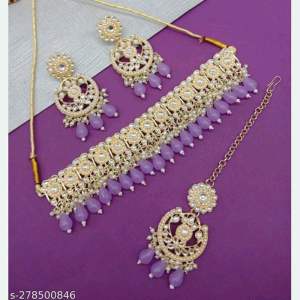 Kundan Necklace Earrings and Tikka Set