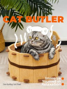 MAOGUANJIA | Felt Cat Bed All Seasons Pet House With Scratching Post