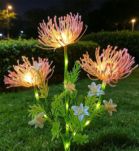 Solar Powered Shore Flower Ground Plug in Lamp Outdoor Beautiful Flower Light for Garden Yard Lawn Pathway Festival Decoration