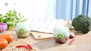 LMETJMA Manual Food Chopper Hand Pull String Vegetable Chopper Kitchen Gadgets with Food Chopper Container For Onion Veggies
