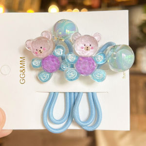 2PCS New Graffiti Bear Girls Kids Lovely Elastic Hair Bands Princess Hair Accessories Children Hair Ties Baby Headwear