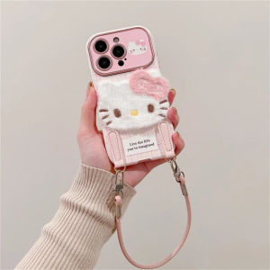 Cute Cartoon Felt Hellokitty Phone Case for Apple 15Promax iPhone 13 New Model with Lanyard 16Promax Popular Unique 14 Internet Celebrity