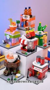 Wonderful Toys City Street View Building Blocks Toys 3D Model Drinks Catering Puzzle Toy for Kids Girls Boys Gifts