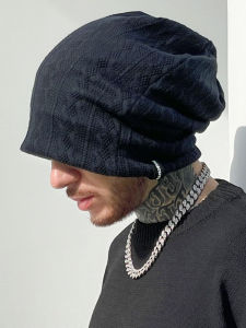 Hat Mens Spring Autumn and Winter Knitted Hat Long plus Size Large Size Double-Sided Beanie Hat Womens Woolen Cap plus Size Head Circumference Pile Heap Cap