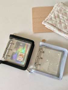 Cool Black Zippered One Grid Card Album Loose Leaf Small Instant Photo Storage Book Business Supplies Stationery