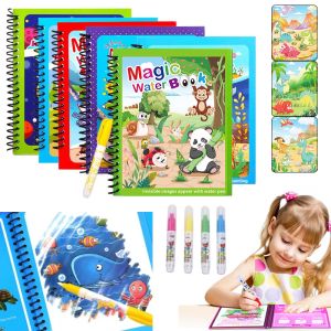 Childrens Watercolor Painting Magic Book Reusable Watercolor Painting Book With Pen Sensory Early Education Puzzle Drawing Toys