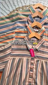 MUMU - Kemeja Garis Salur Jumbo Wanita LD 120 Gilbert Blouse by FASHION SOLO