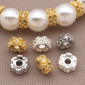 Mix 3/5pcs 18K copper plated real golden thick silvery white golden osmanthus zircon spacer DIY jewelry making accessories