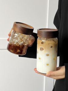 Portable Glass Water Cup for Women with Lid Heat Resistant Personal Tea Coffee Cup Sealed Carry on Drinking Cup Ins Style Transparent