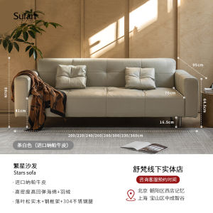 Shufan Vintage Style Black Top Grain Leather Sofa Straight Row Small Size Furniture Home Decor Napa Leather Sofa