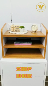 Woodteqph Modern Minimalist Office Desk Organizer 3 Tier Storage Rack Document Paper File Organizer Made with Premium Quality Wood Fully Assembled 37CM x 48CM x 30CM