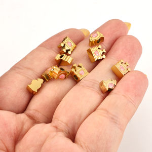 Stainless Steel Castle Pendant Jewelry diy Necklace Bracelet Accessories 18k Gold Drop Glue Charms Rose Beads