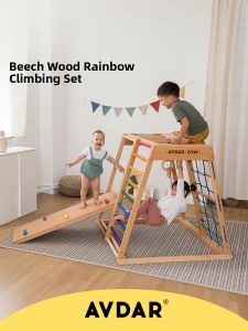 AVDAR | Indoor Wooden Climbing Frame with Swing and Slide
