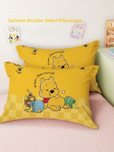 Adorable Washable Double-Sided Print Winnie the Pooh Pillowcase Skin-Friendly Breathable for Single Bed Dormitory All Seasons