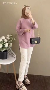 Blouse Wanita Korean Style Momolabu Blus Kaos Katun Combed 24s Apk Sablon Gambar Labubu Viral Atasan Jumbo LD 90 - 130 CM Ootd Kekinian Terbaru Termurah