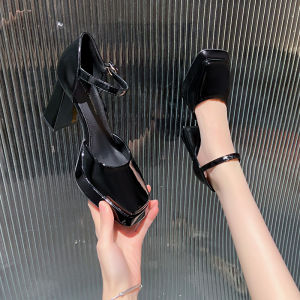Fashionable Waterproof Platform High Heels Womens Mary Jane Shoes Buckle Strap All-Match Single Shoes Korean Style Synthetic Leather