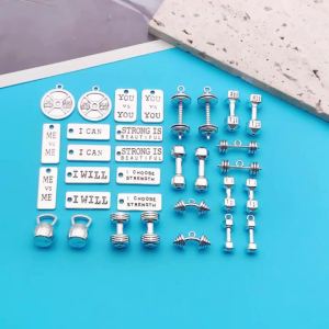 Thời Trang Handmade Quả Tạ Đĩa Quyến Rũ Mặt Dây Màu Bạc Hợp Kim Kẽm Bông Tai Dành Cho Nữ Phong Cách Thiết Bị Tập Thể Hình
