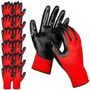 20PCS Nitrile Coated Safety Work Gloves Seamless Knit PU Coated Electrical Gloves with Grip for Men Industrial Mechanic Working