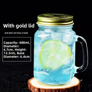 Retro Chicken Pattern Large Capacity Glass Cup with Lid for Cold Drinks And Fruit Tea Juice Cup Heat Resistant Mason Cup