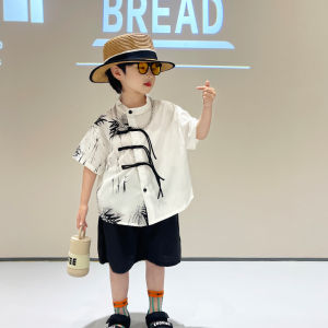 New Chinese Style Hanfu Childrens Outfit Summer Performance Two-Piece Set for Boys Handsome Traditional Tang Costume Baby Show