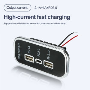 PD3.0 Car Charger Socket Dual USB Charging Splitter Outlet Power Adapter 12/24V For Motorcycle Auto Truck ATV Boat RV Bus
