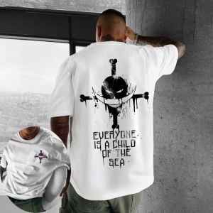 เสื้อยืดวันพีซลายอนิเมะสำหรับผู้ชายฤดูร้อน ลายเอ็ดเวิร์ด นิวเกต สำหรับเด็กผู้ชายและเด็ก แขนสั้น สไตล์พังก์ หลวมๆ ทันสมัย ชุดคู่พ่อแม่ลูก