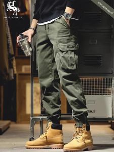 JIFANPAUL | Mens Loose-Fit Military Green Work Pants with Multiple Pockets
