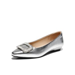 Belle | Crystal Buckle High Heel Wedding Flats