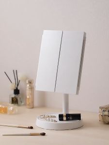 SG[In Stock]  Three-Tone Change Three Sided Folding LED Makeup Mirror Dressing Table Mirror Beauty Makeup Mirror Fill Light Adjustable 360° Rotation