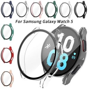 Vỏ + Kính cường lực cho Samsung Galaxy Watch 6 5 40mm 44mm Vỏ cứng Bảo vệ toàn màn hình Tấm đệm cho Samsung Watch 6 5 Chống rơi Đồng hồ PC Case Protector