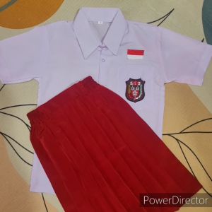 seragam sekolah sd setelan merah putih rok pendek baju pendek perempuan kela 1-6 SD