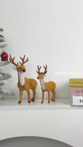 ร้านไทย🦌 โมเดลกวางเรนเดียร์ 15-20cm ของตกแต่งคริสต์มาส ของตกแต่งบ้าน ตุ๊กตากวางเรนเดียร์ตั้งโต๊ะ reindeer for Christmas