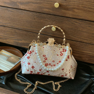MEIFEI | Traditional Chinese Style Embossed Gold Floral Plum Banquet Handbag