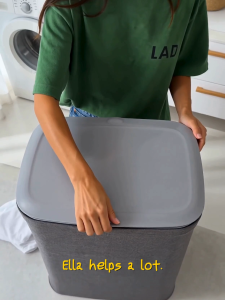 ELLA Minimalist grey Laundry Basket with detachable bags home clothes organiser