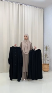 Luciana Set Rok Abaya Fashion Muslim Syari Lengan Batwing Jumbo Oneset Baju Wanita