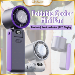 Portable Ice Therapy Mini Fan with LED Display 100-Speed Adjustable Rechargeable Power Bank Foldable Handheld Cooling Device