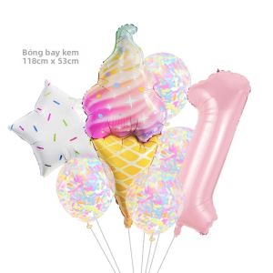 Bộ 8 Bóng Bay Hình Sao Kem Donut Nhiều Màu Sắc Kèm Confetti Trang Trí Tiệc Sinh Nhật Bé Gái Tiệc Chào Đón Em Bé Bóng Bay Tròn Bằng Giấy Nhôm