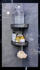 COD Loovelydu Rak sudut Kamar Mandi stainless anti karat Tempel dinding serbaguna tanpa paku Terbaru / Tempat Sabun yang Bagus Komplet Modern Mewah Bathroom Corner Shelf Aluminium
