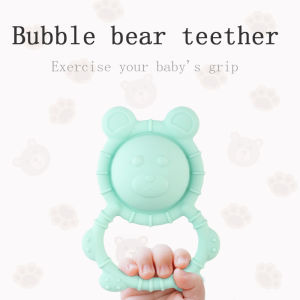 New Bubble Bear Silicone Baby Ring Teether Anxiety Teething Toys 0-12 Months Chew Beads Sensory Gum Relief Soother Baby