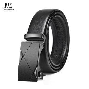 LouisWill Men’s Belt Business Belt Stylish Automatic Buckle Belt PU Leather Waistband Suit Pant Belt Stylish Simple Nice Waistband Durable Belt