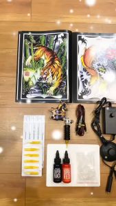 Bộ 1 máy xăm kèm 2 mực tốtxăm lên người và mẫu hình xăm