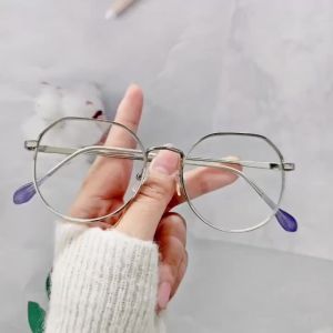 2D Flat Light Korean Trendy Anti Blue Light Radiation Glasses for Women Can Be Paired with Eye Protection Flat Frame Glasses