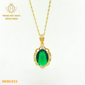 Dây Chuyền Nữ Vòng Cổ Mặt Đính Đá Màu Xanh Titan Xi Mạ Vàng Non 18k 24k Cao Cấp (Không Bị Xỉn Đen) - Trang Sức Hava Hong Kong Phong Cách Thời Trang