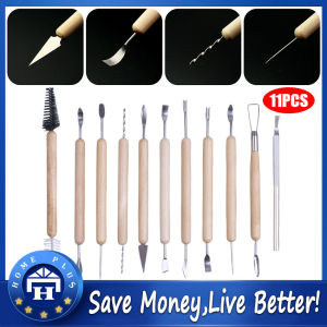【Local delivery】 11pcs Clay Sculpting Kit Sculpt Smoothing Wax Carving Pottery Ceramic Tools Polymer Shapers Modeling Carved Hand Tools Set LZC-Pottery-Tools